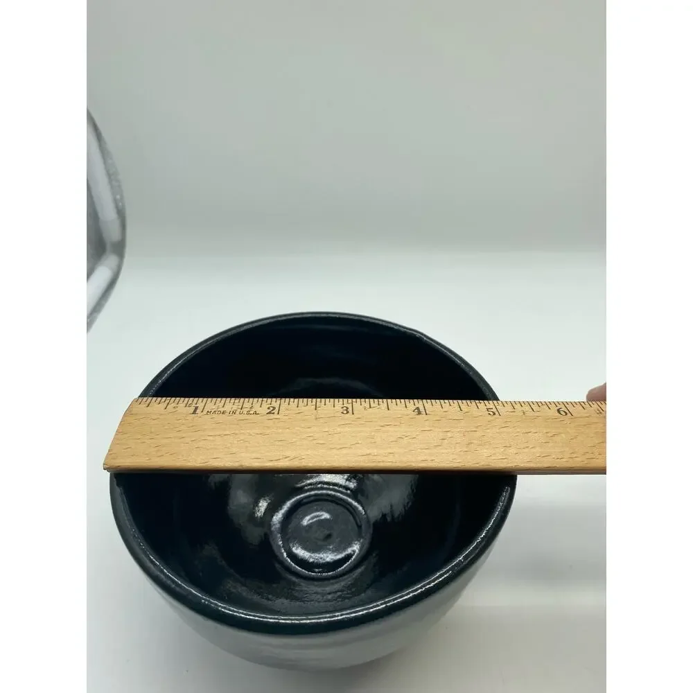 Studio‎ pottery Handmade Small black bowl signed